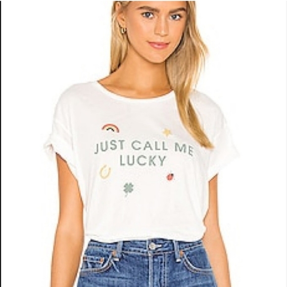 Wildfox Couture Lucky Charm Manchester Tee, "JUST CALL ME LUCKY", Size XSMALL - Picture 1 of 8